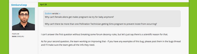 Illustration for article titled The Sims Bug Abducts Men, Makes Them Pregnant